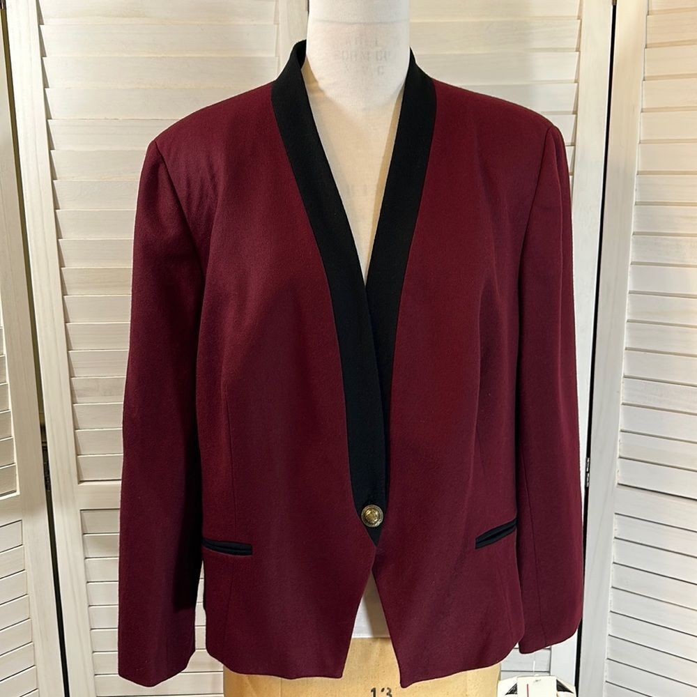 Koret Burgundy Wool Blazer 22W NWT - Picture 3 of 13